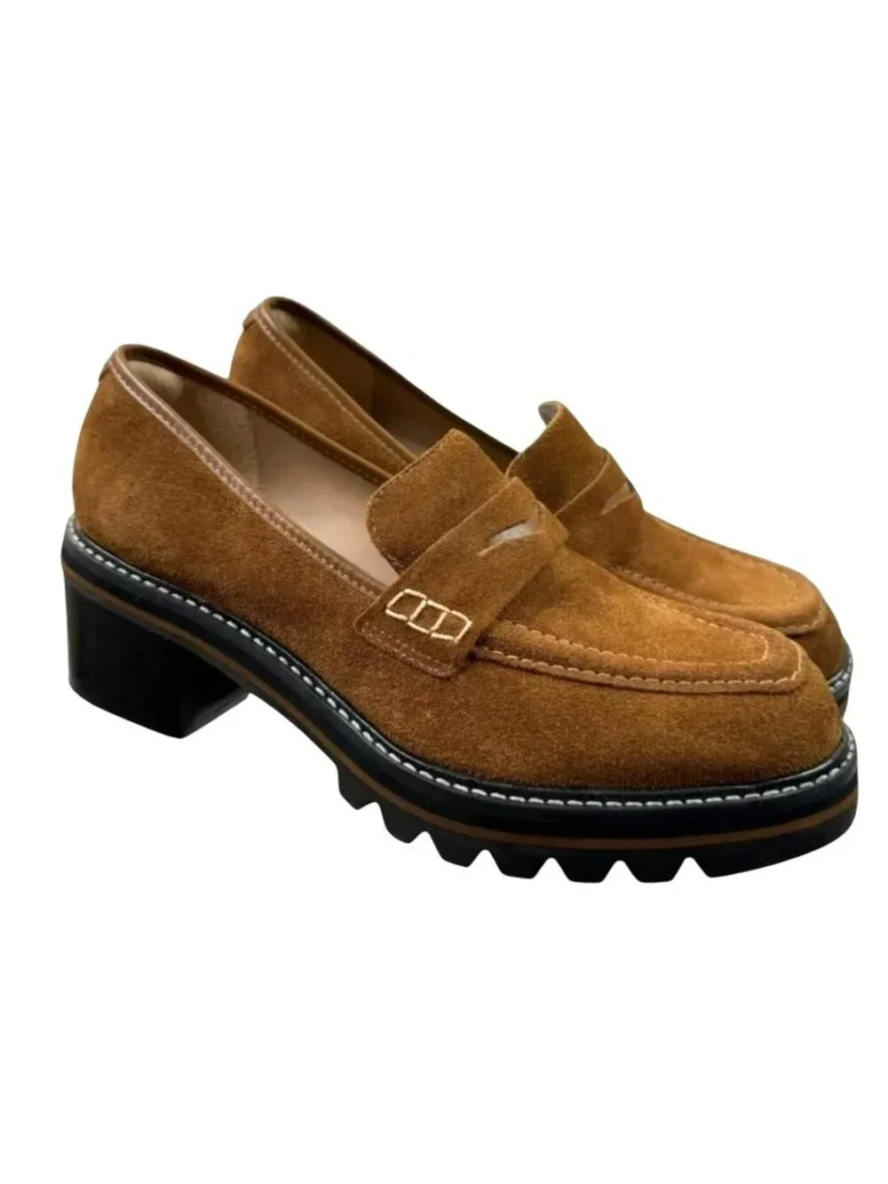 Bernardo Selma Suede Slip On Penny Loafers Womens 10M Cognac Brown - Picture 5 of 16